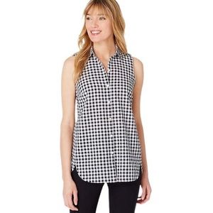 J.Jill Crinkled Gingham Sleeveless Top